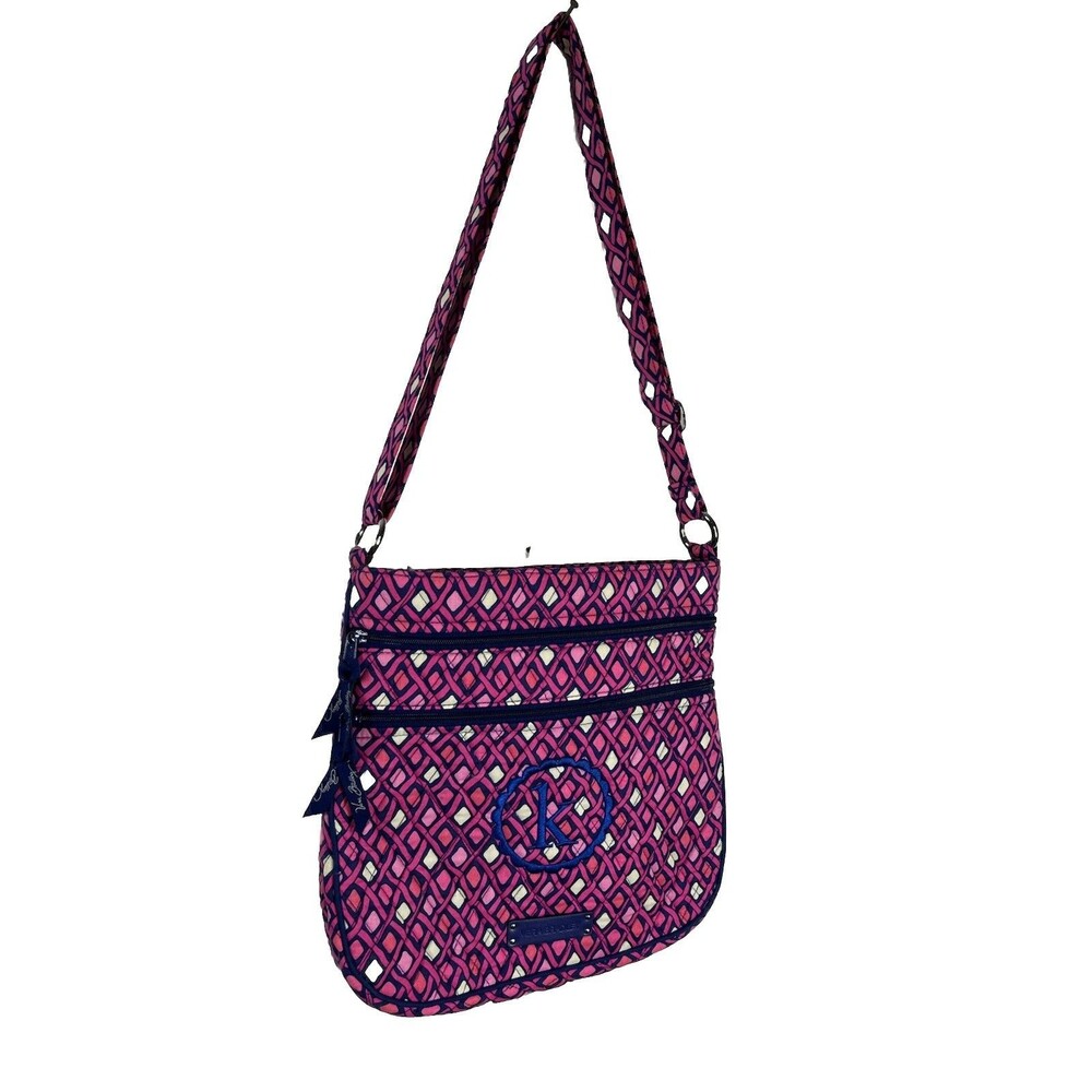 Vera Bradley K Embroidered Katalina Pink Diamonds Hipster Crossbody Bag Pink
